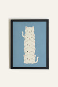 KITTY TOWER - Kitten Tower Artwork on Stretched Canvas, Framed in Black (Collective)