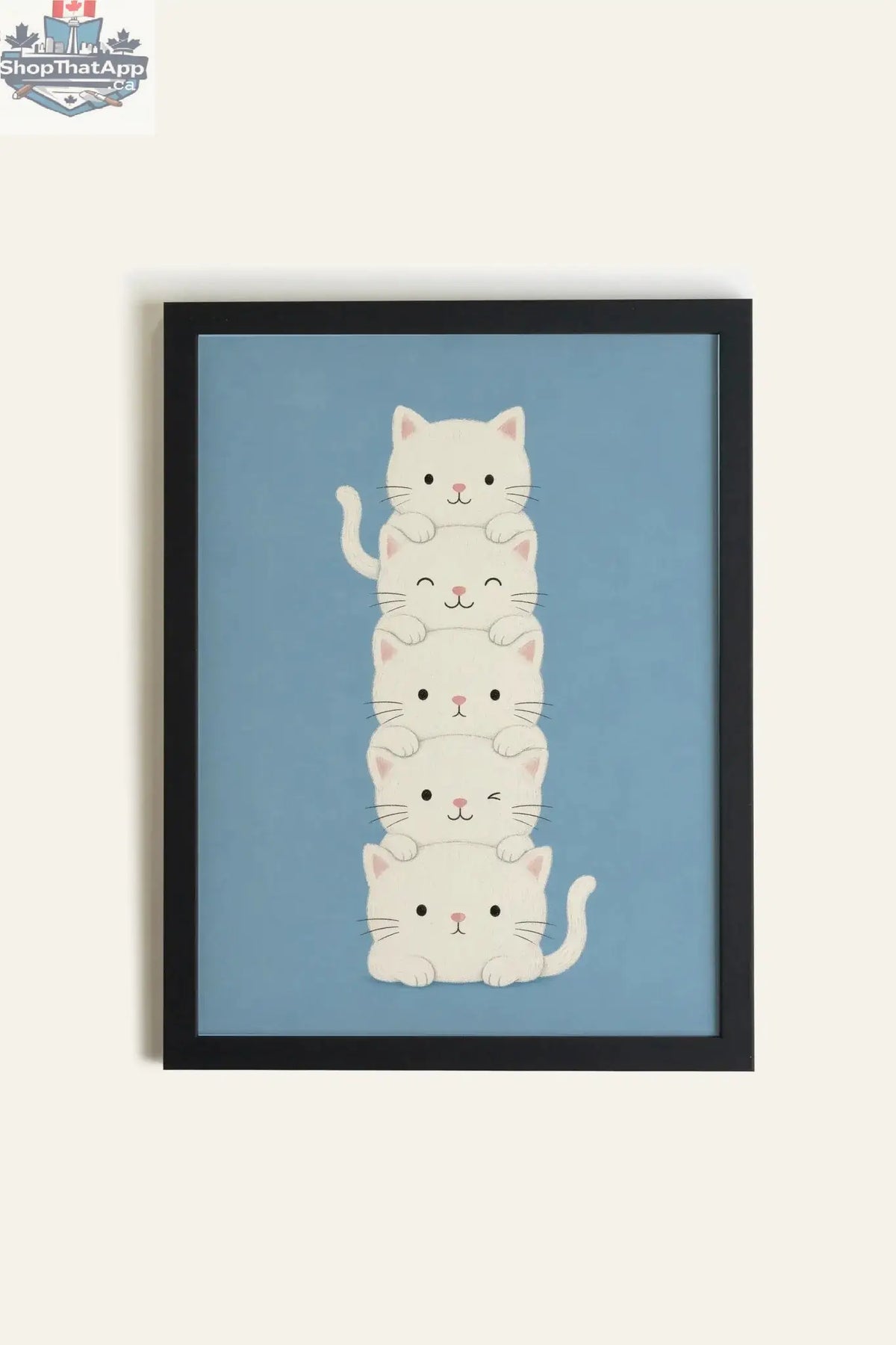 KITTY TOWER - Kitten Tower Artwork on Stretched Canvas, Framed in Black (Collective) - Shopthatapp.ca