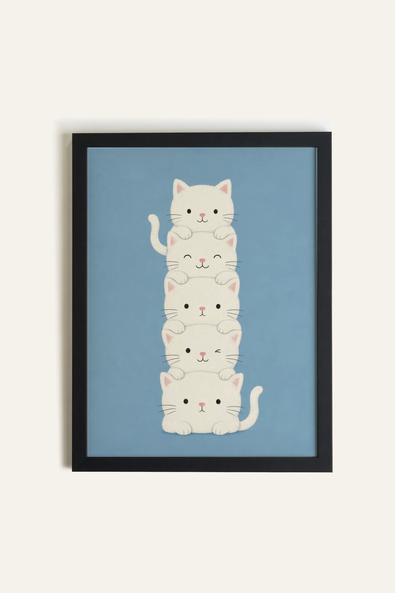 KITTY TOWER - Kitten Tower Artwork on Stretched Canvas, Framed in Black (Collective)