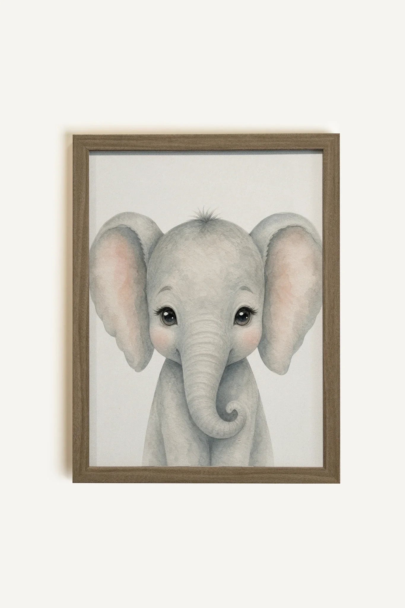 PETIT ÉLÉPHANT toile encadrée en chêne brun, œuvre sur toile rigide (collective) - Shopthatapp.ca