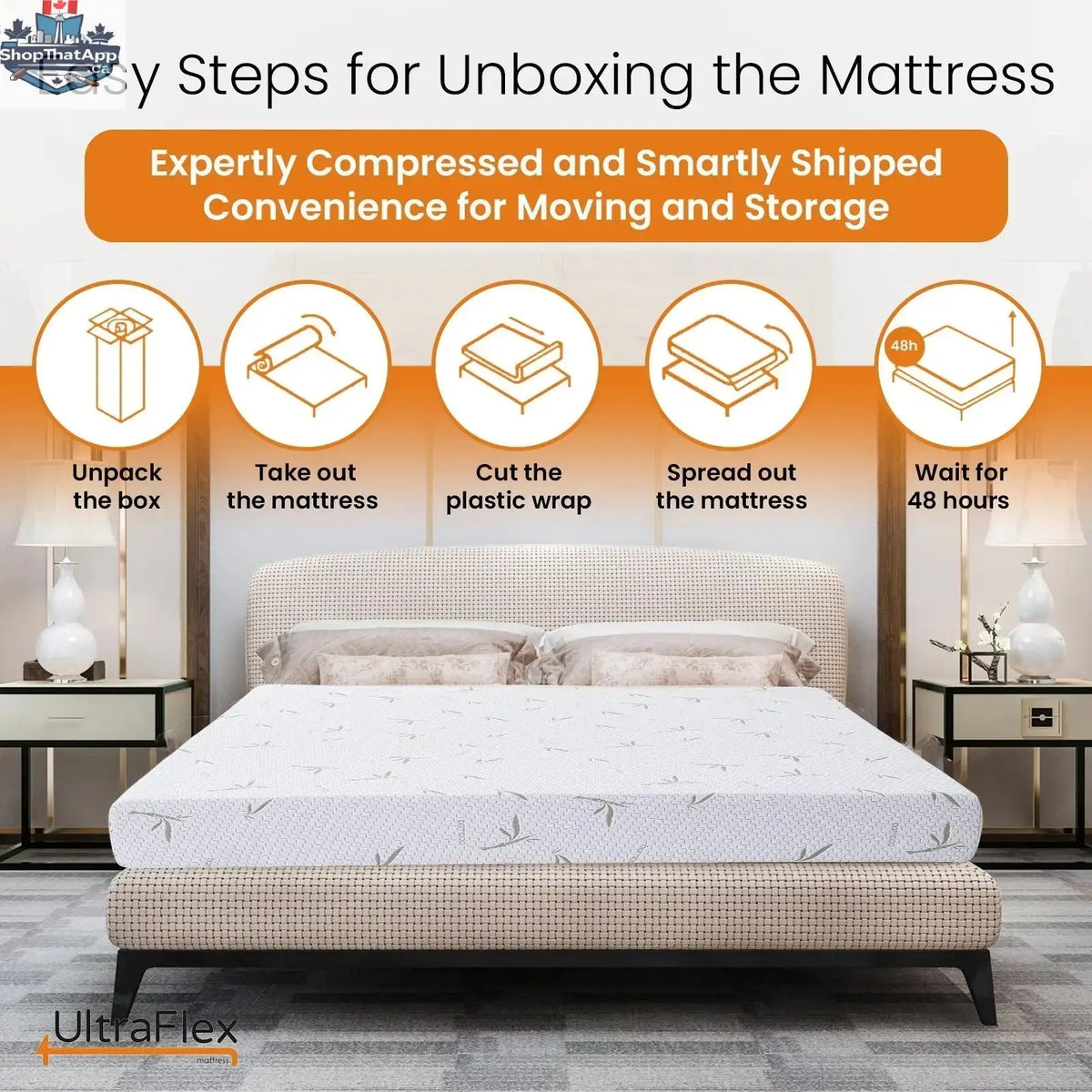 UltraFlex SleepTight Mattress with gel memory foam, bamboo cover, and fiberglass-free design, ideal for bunk beds, RVs, and frames.