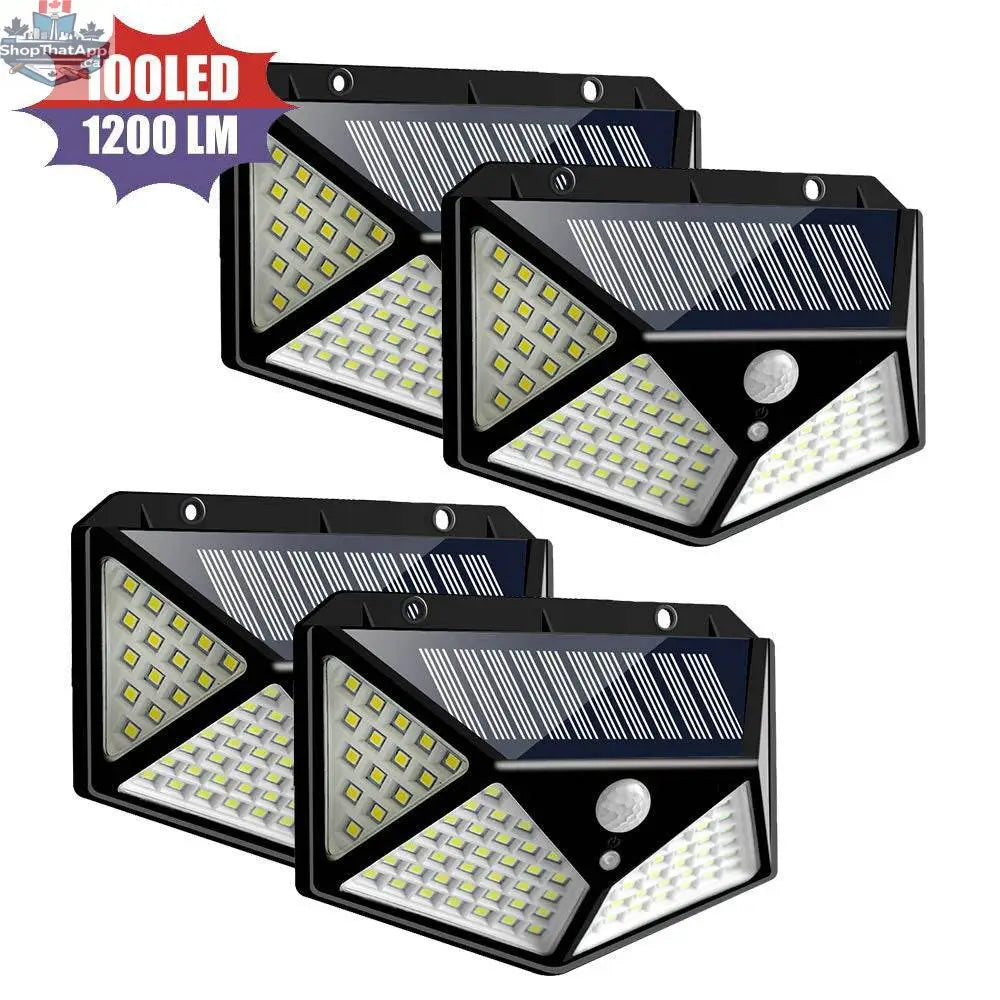 EX-STOCK Canada 100LED solar wall LED light for outdoor, garden, corridor, and courtyard lighting, mounted on a wall.