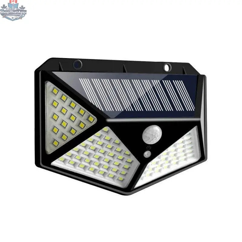 Outdoor 100 LED solar wall light by EX-STOCK Canada, ideal for garden, corridor, and courtyard lighting, weather-resistant design.