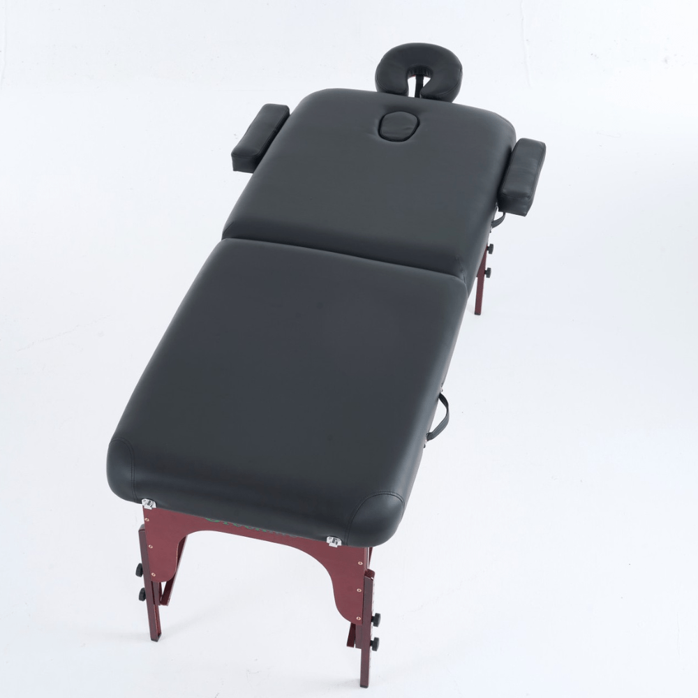4" thick 2 Section Wooden Greenlife® master Portable Massage Table Black / Cream - MTW121 - Www.Shopthatapp.ca