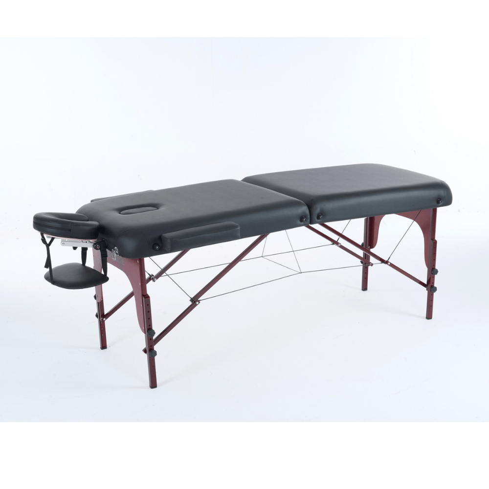 4" thick 2 Section Wooden Greenlife® master Portable Massage Table Black / Cream - MTW121 - Www.Shopthatapp.ca