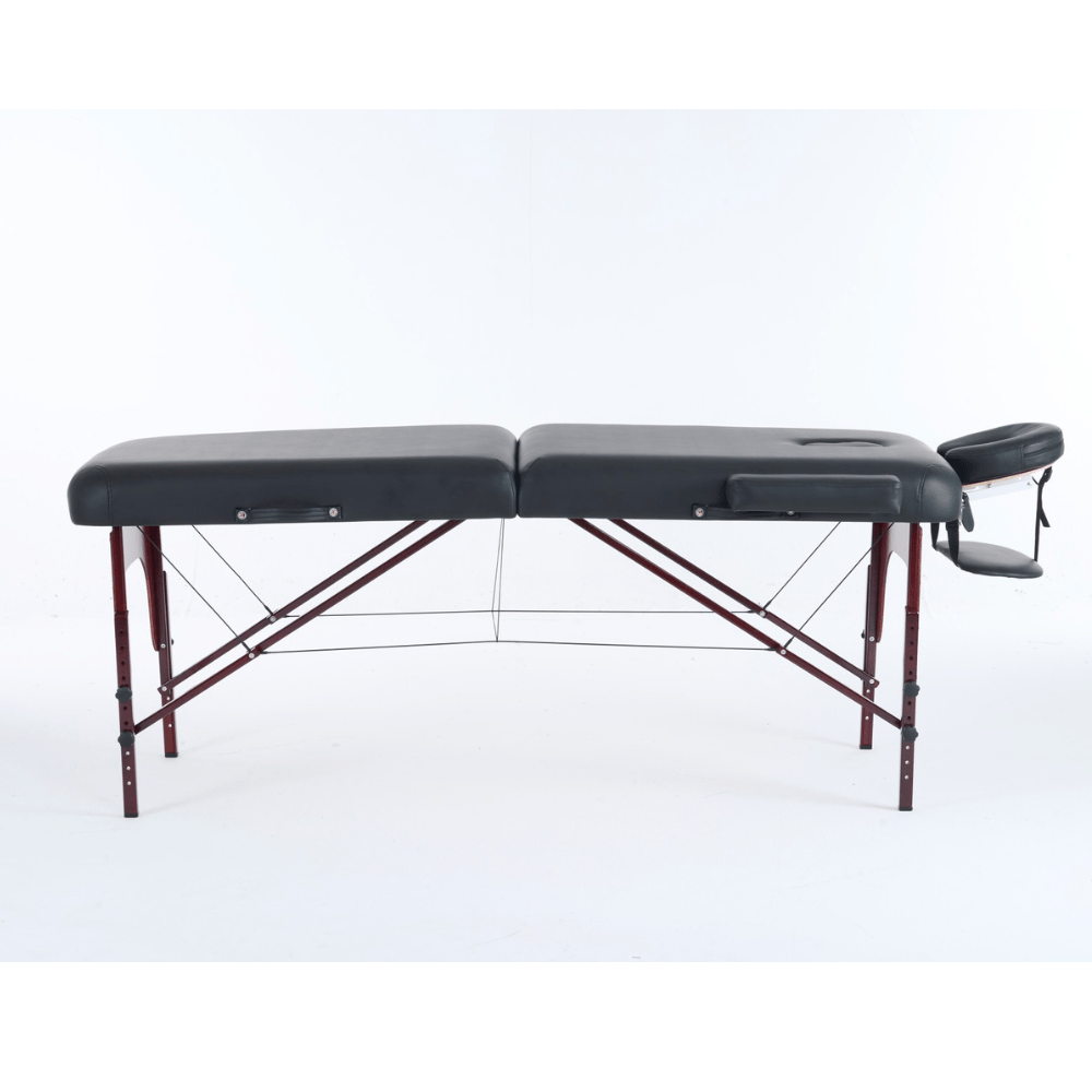 4" thick 2 Section Wooden Greenlife® master Portable Massage Table Black / Cream - MTW121 - Www.Shopthatapp.ca