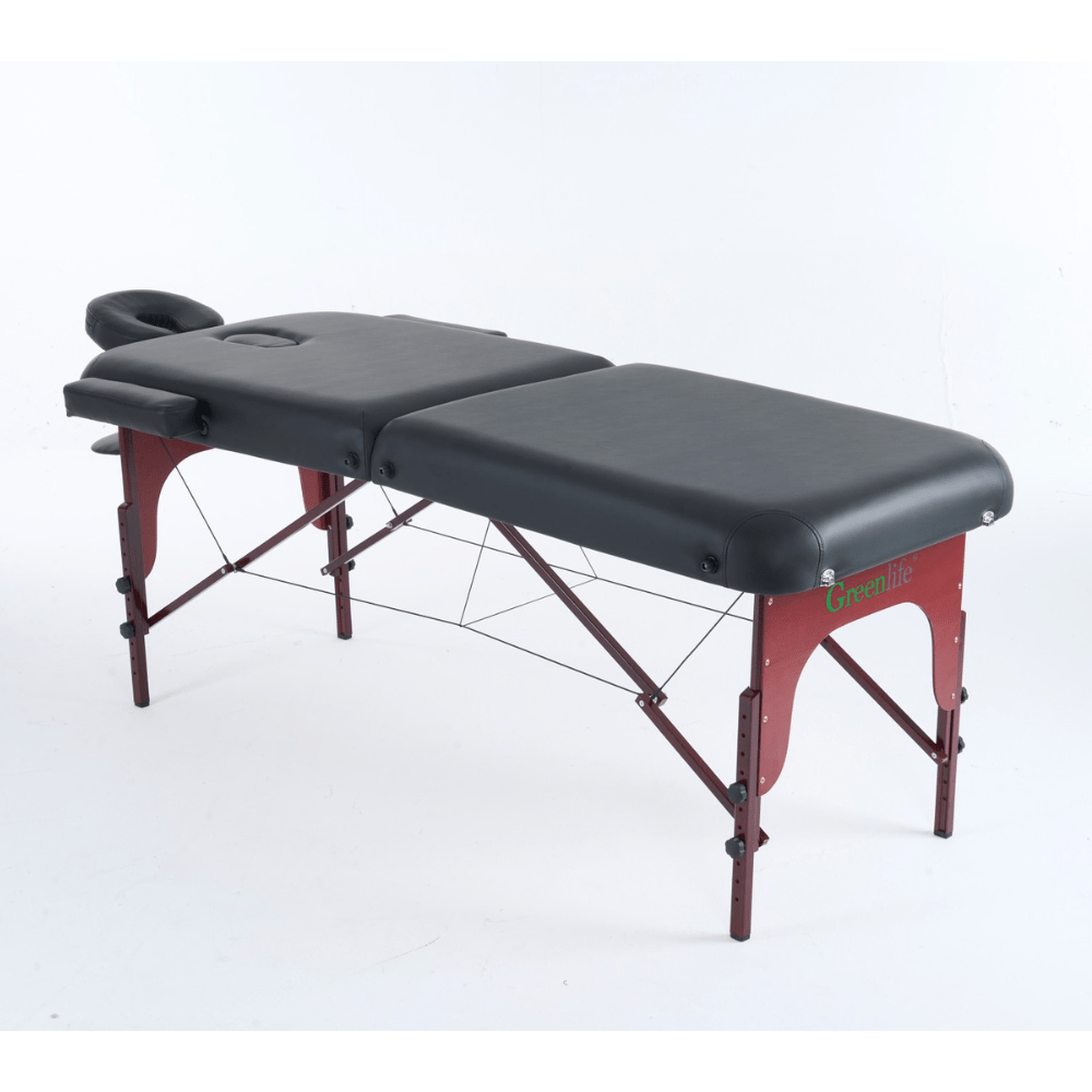 5'' 2 Section wooden Greenlife ® Portable Massage Table Black / Cream - Www.Shopthatapp.ca