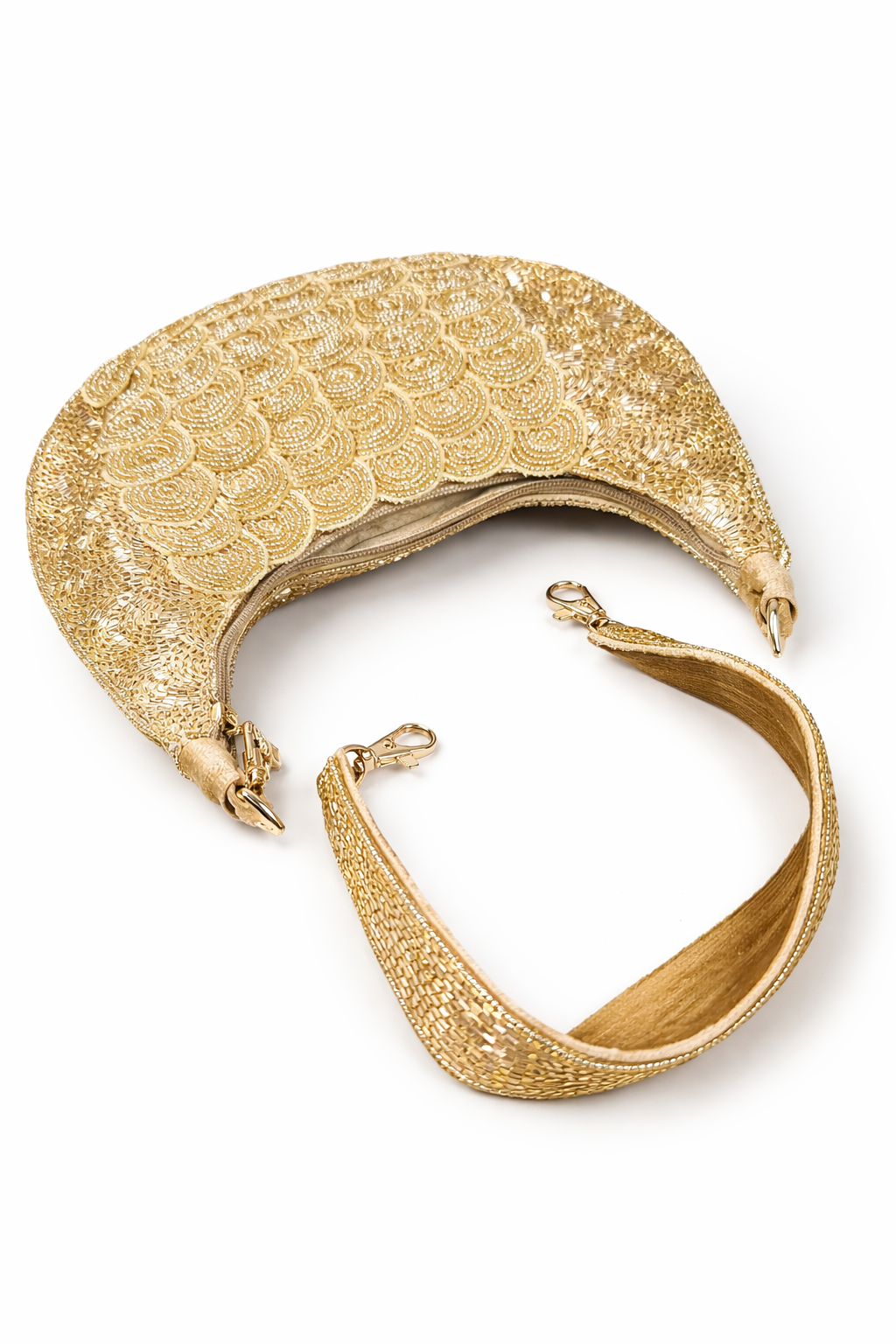 Elevate Your Style with the Gold Beaded Clutch Bag - Aurora