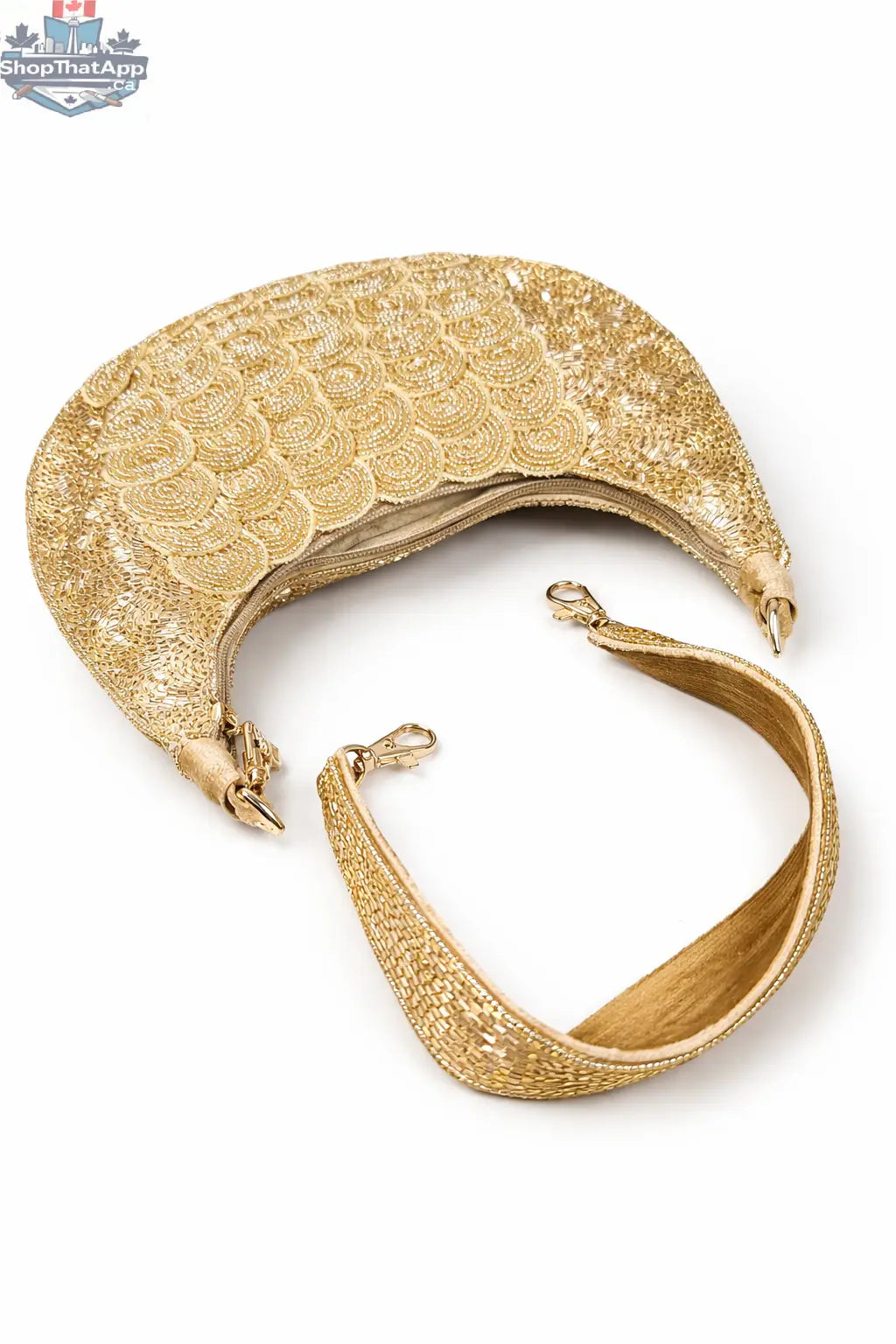Elevate Your Style with the Gold Beaded Clutch Bag - Aurora - Shopthatapp.ca