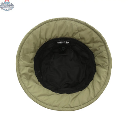 Northern Sun bucket down hat in stylish, functional design, featuring a cozy, insulated brim and classic bucket hat shape.