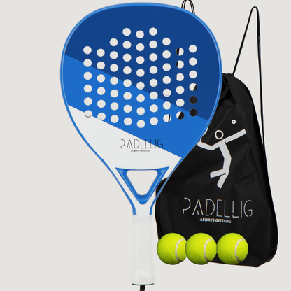 Padelracket Padellig Full Carbon Blue Delight – Inclusief tas & 3 ballen - Shopthatapp.ca