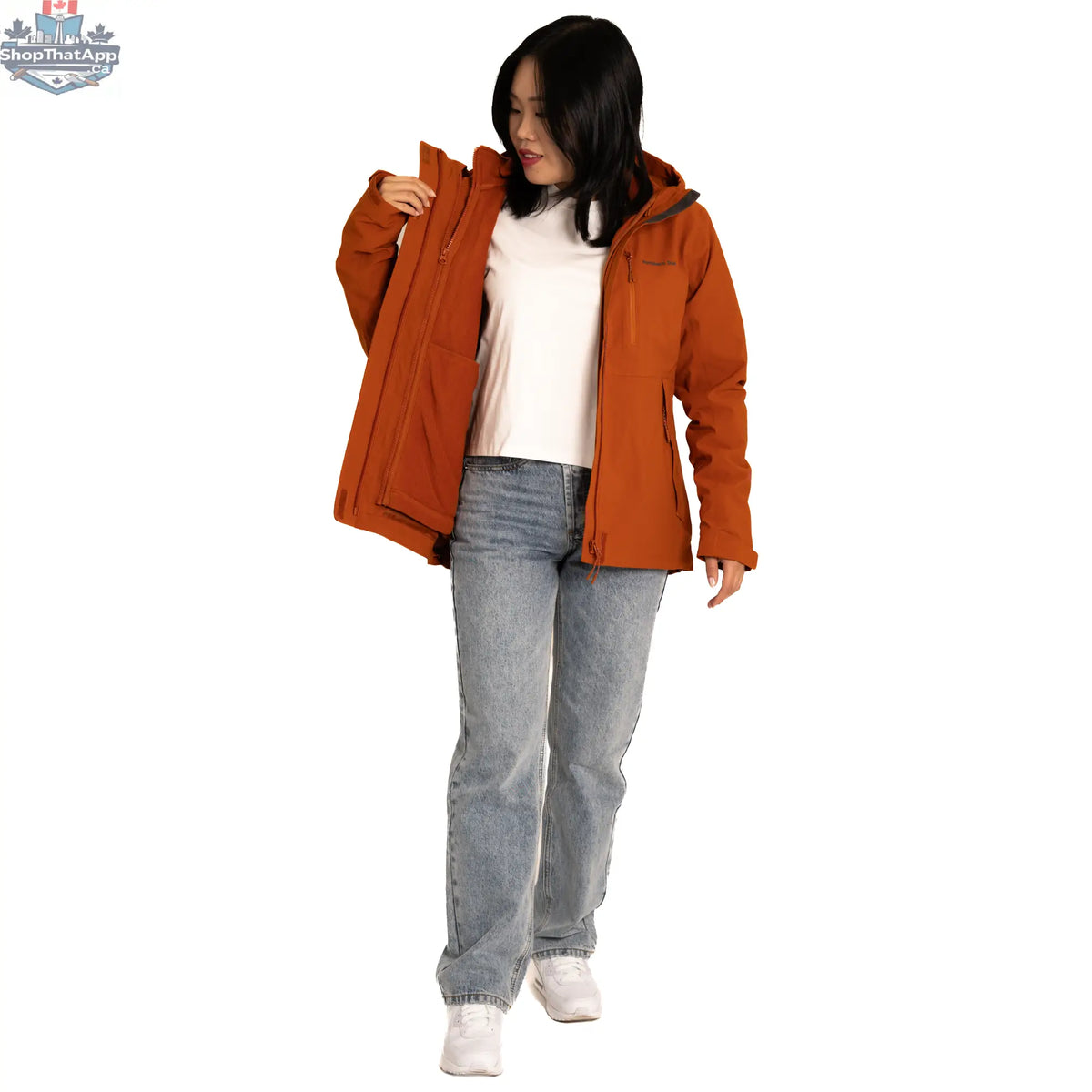 Northern Sun 3-in-1 winter jacket showing waterproof outer shell and removable inner layer for versatile all-weather wear.