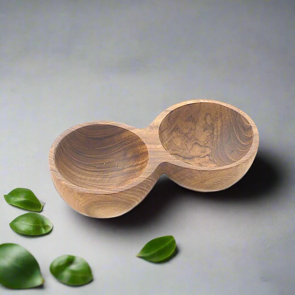 Double Wooden Spice Bowl - Shopthatapp.ca