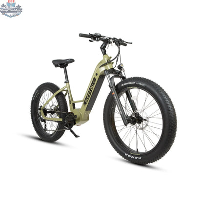 E-Vélo EUNORAU QUEBEC FAT-HD 2.0 Hunter X7 electric bicycle with fat tires and high-performance frame, ideal for versatile outdoor riding.