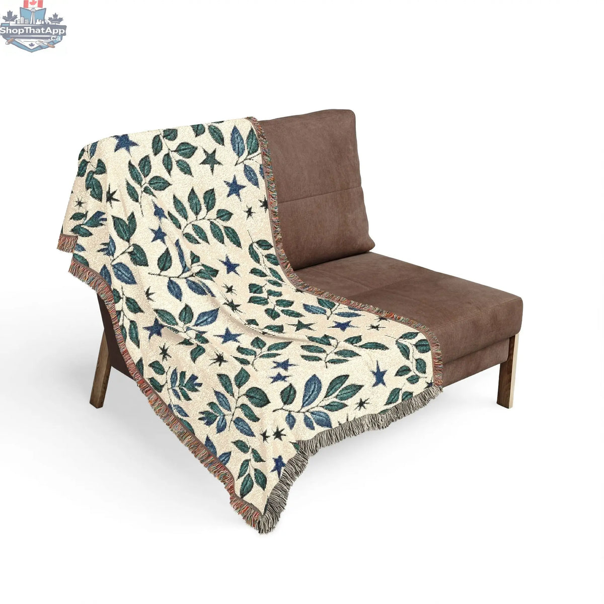 Botanical Star Woven Blanket — Reversible Leaf & Star Pattern Throw - Shopthatapp.ca