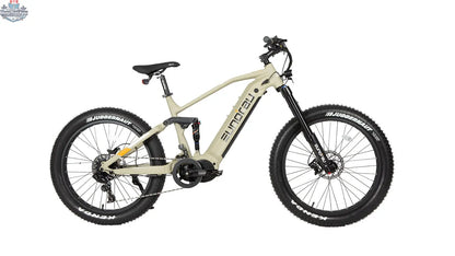 E-Vélo EUNORAU QUEBEC SPECTER-S 3.0 Hunter X9 electric bicycle with sleek frame and electric motor, ready for tactical riding.