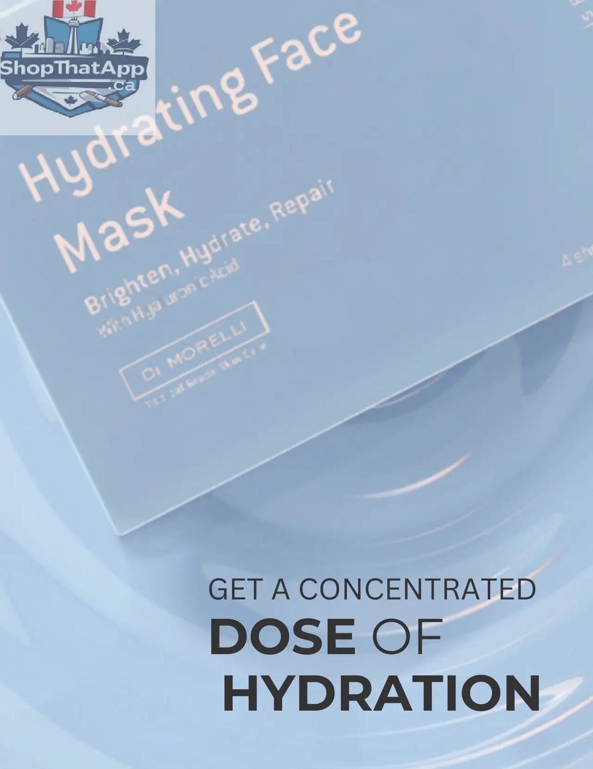 Individual Di Morelli Skin Care Hydrating Face Mask in a white jar with a blue label, showcasing the nourishing skincare product