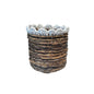Banana leaf macrame planter basket by Suzie Blue Canada, stylish hanging home decor for indoor plants.