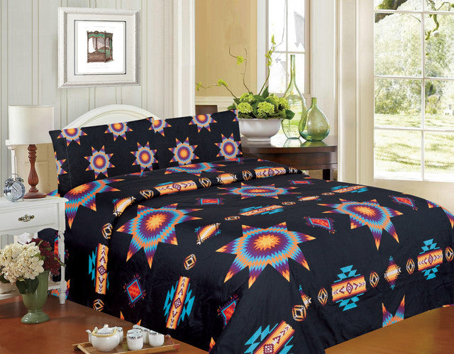 Black Super Soft  Sheet Set – Starburst Design