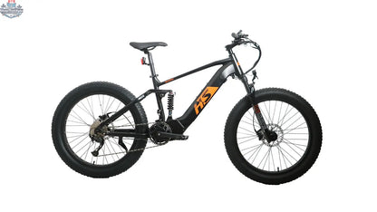E-Vélo EUNORAU QUEBEC FAT-HS Hunter X8 electric bicycle with rugged tires and sleek frame, designed for adventurous riding.