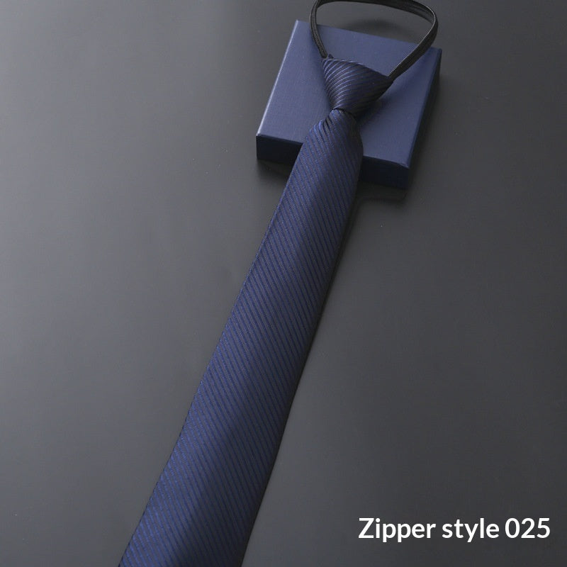 Mens Business Formal Zipper Tie With Blue Stripes