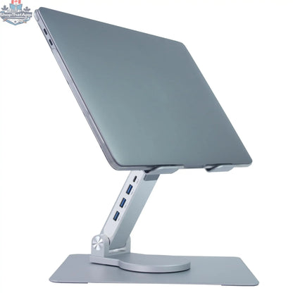 Vanlis Adjustable Laptop Stand with 360 Rotating Base Foldable Ergonomic Laptop Riser for Desk Swivel Computer Stand for Laptop or Tablet Metal Laptop Holder – Collapsible Fits 13-17” MacBook - Shopthatapp.ca