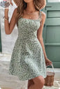Floral Print Dress Summer Sweet A- Line Waist Trimming Dresses Women's Slimming Casual Clothing - Shopthatapp.ca