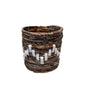 Eco-friendly banana leaf macrame planter basket with zigzag design, ideal for home decor, by Suzie Blue Canada.