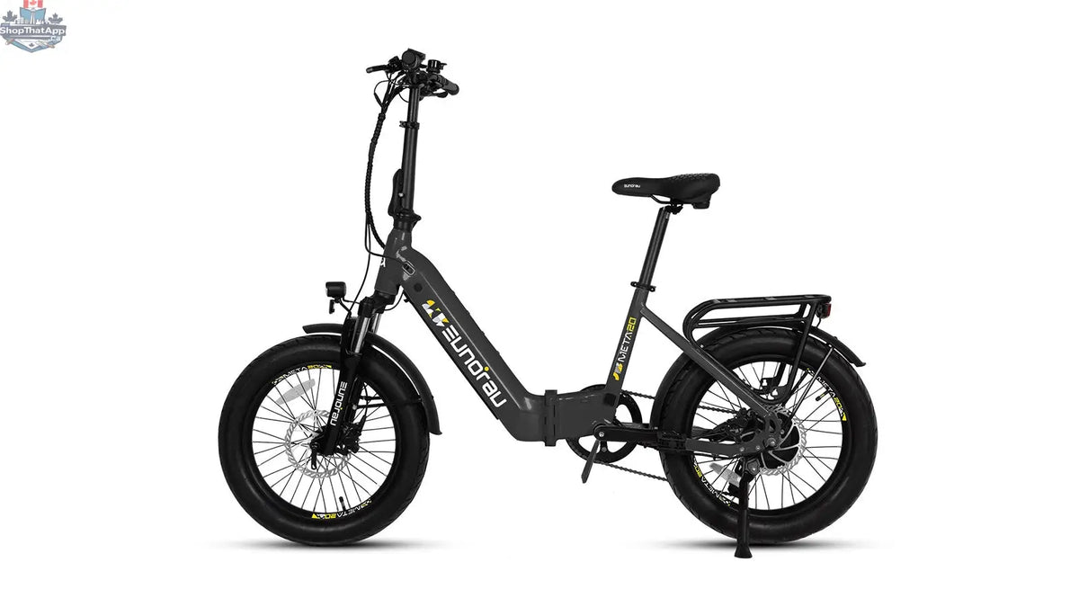 E-Vélo EUNORAU QUEBEC META20 1.0 electric bicycle with sleek frame and ergonomic design, ready for outdoor riding.