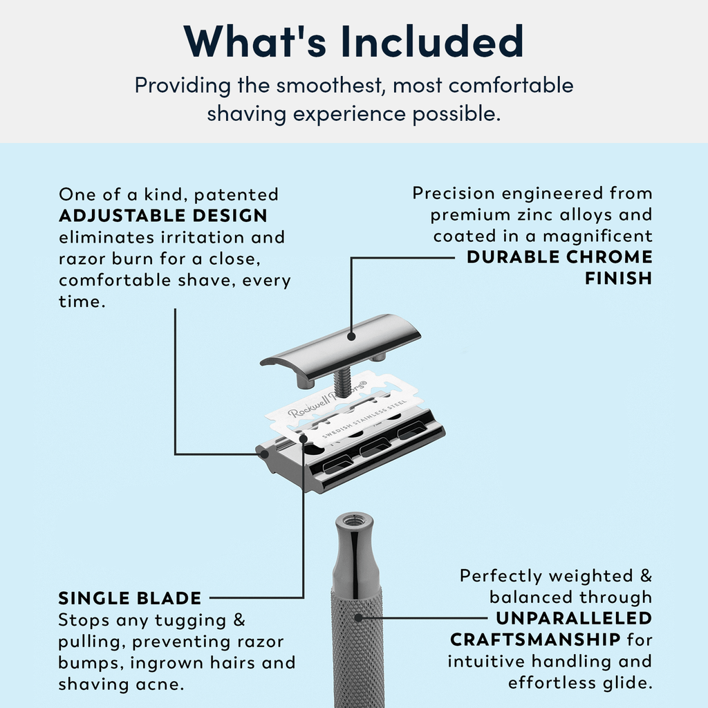 Rockwell 2C Adjustable Razor - Gunmetal Finish with 2 Settings for Ultimate Shaving Control