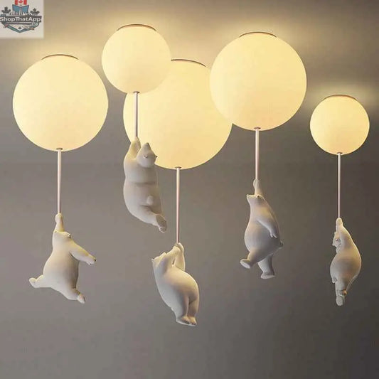 Children'S Room Balloon Lamp Cartoon Net Red Creative Aisle Balcony Restaurant Polar Bear Bedroom Ceiling Lamp - Shopthatapp.ca