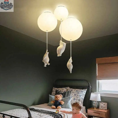 Children'S Room Balloon Lamp Cartoon Net Red Creative Aisle Balcony Restaurant Polar Bear Bedroom Ceiling Lamp - Shopthatapp.ca