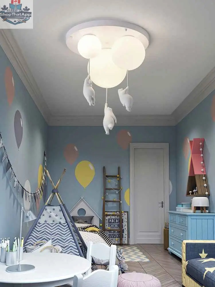 Children'S Room Balloon Lamp Cartoon Net Red Creative Aisle Balcony Restaurant Polar Bear Bedroom Ceiling Lamp - Shopthatapp.ca
