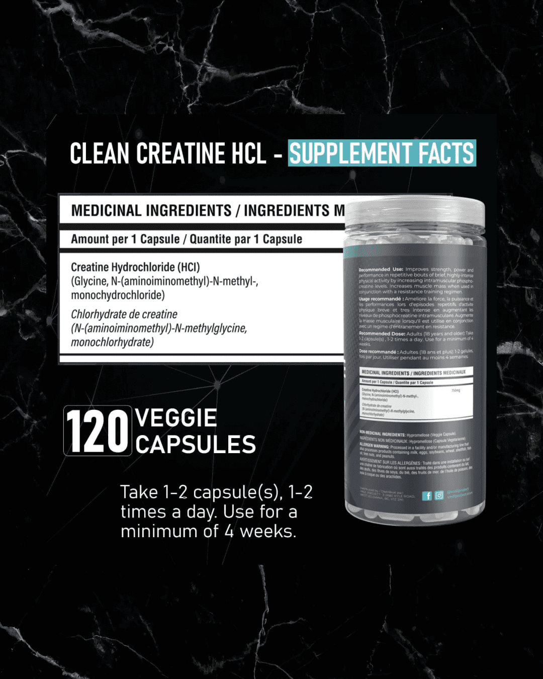 VNDL Project Creatine HCL Capsules - Www.Shopthatapp.ca