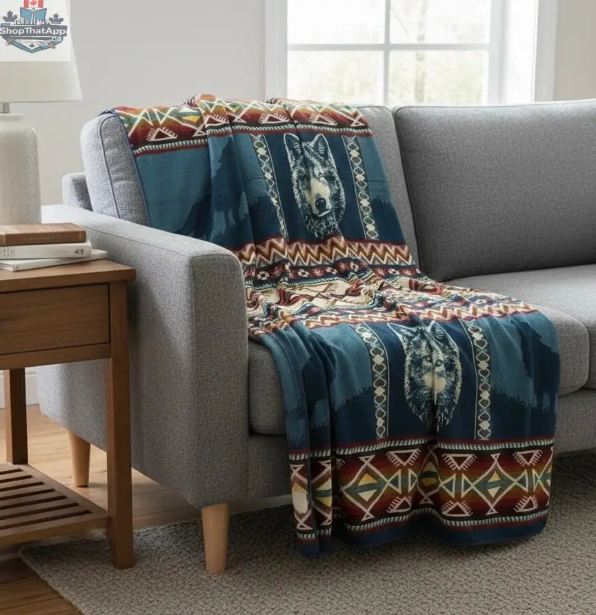 OLDTRIBES™ Blue Plains Wolf Alpaca Blanket - Shopthatapp.ca