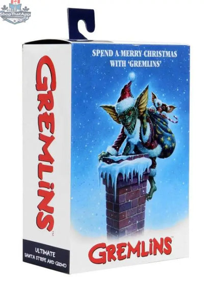 Neca Gremlins action figure two-pack featuring Santa Stripe and Gizmo editions, Toy Snowman collectable toys, detailed and vibrant.