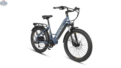 E-Vélo EUNORAU QUEBEC META24 1.0 electric bicycle with sleek frame, battery pack, and handlebar controls visible in the image.