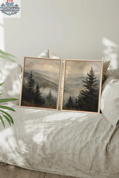 ECHOES IN THE MIST ARTWORK - Stunning 2 Piece Stretched Canvas Set - Shopthatapp.ca