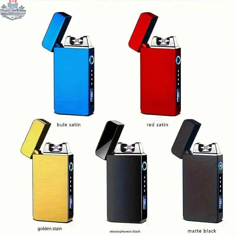 777tech plasma rechargeable electric lighter with metal double arc, USB charge, LED display, touch sensor, windproof flameless design