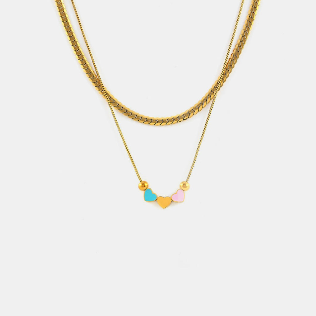 18K Gold-Plated Heart Necklace - Double Layered Design - Shopthatapp.ca