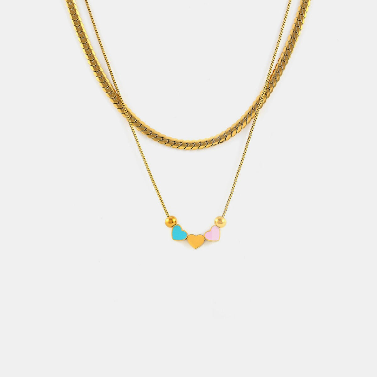 18K Gold-Plated Heart Necklace - Double Layered Design - Shopthatapp.ca