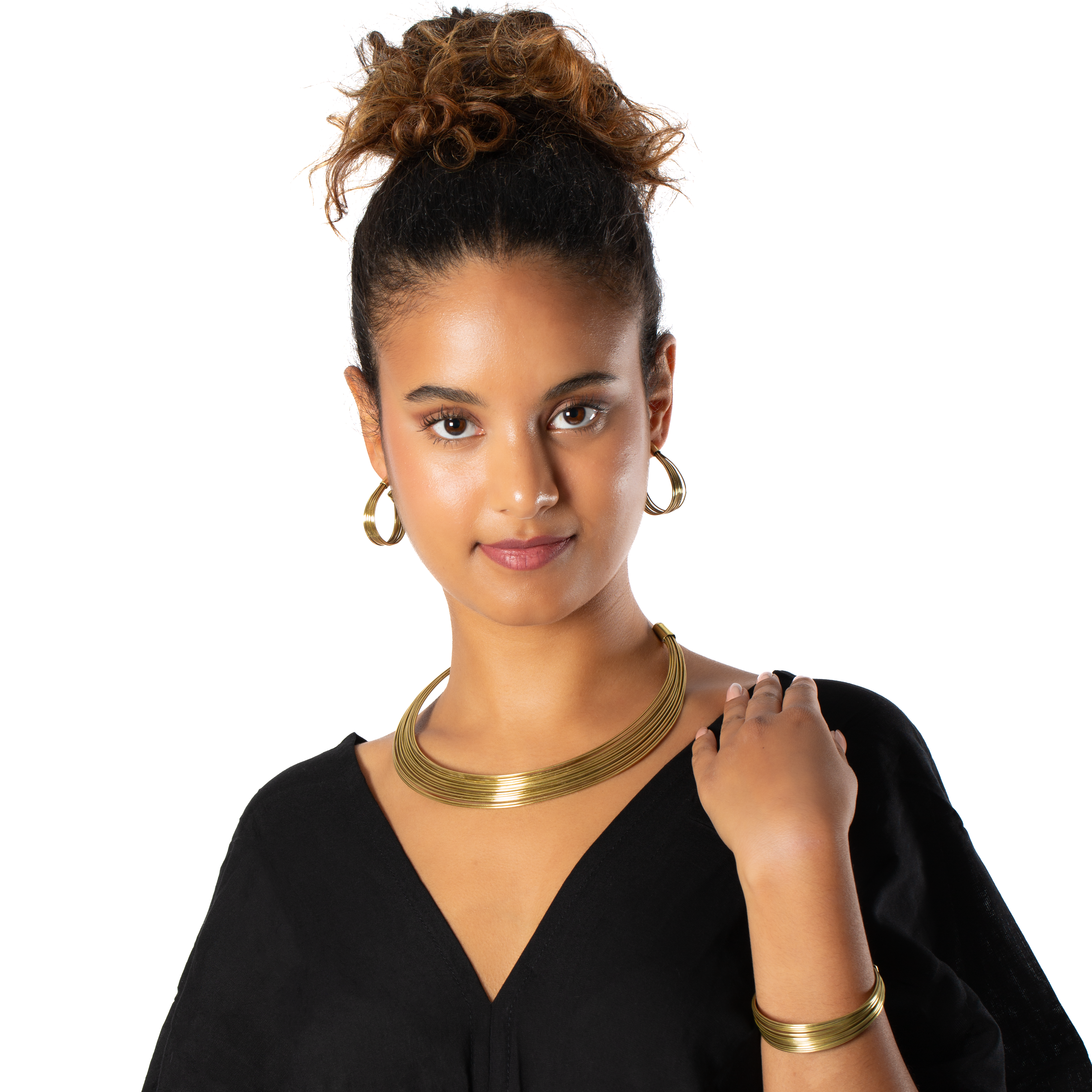 Multi Strand Gold Metal Collar Necklace for Stylish Elegance - Shopthatapp.ca