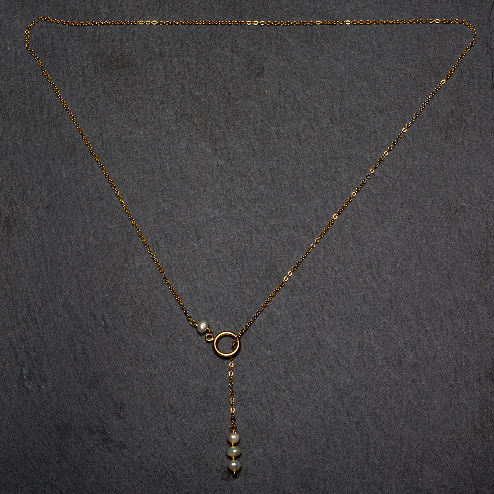 Triple Pearl Loop Necklace In Gold Plate - Shopthatapp.ca