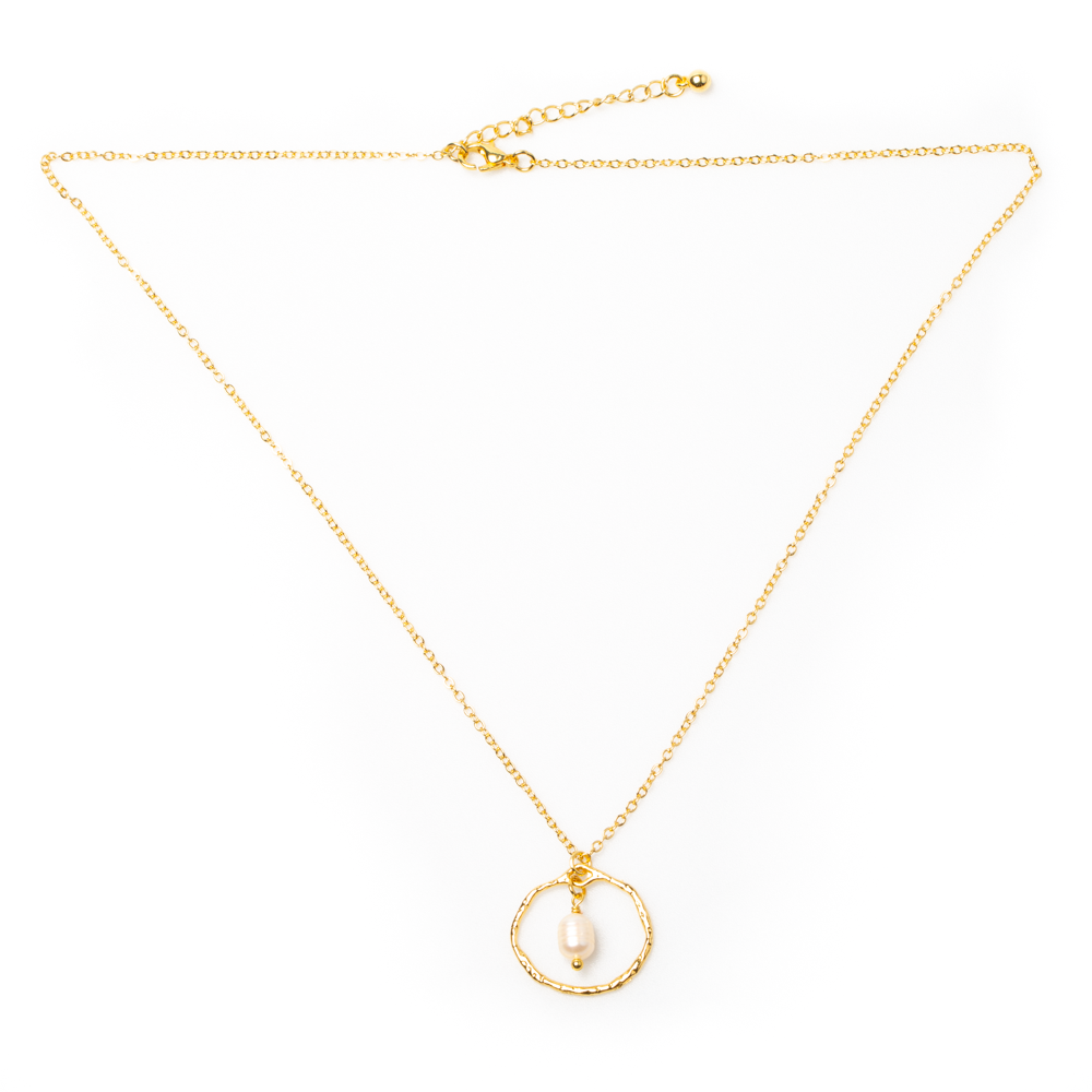 Simple Gold Pearl Necklace with Ring Detail for Elegant Style - Shopthatapp.ca