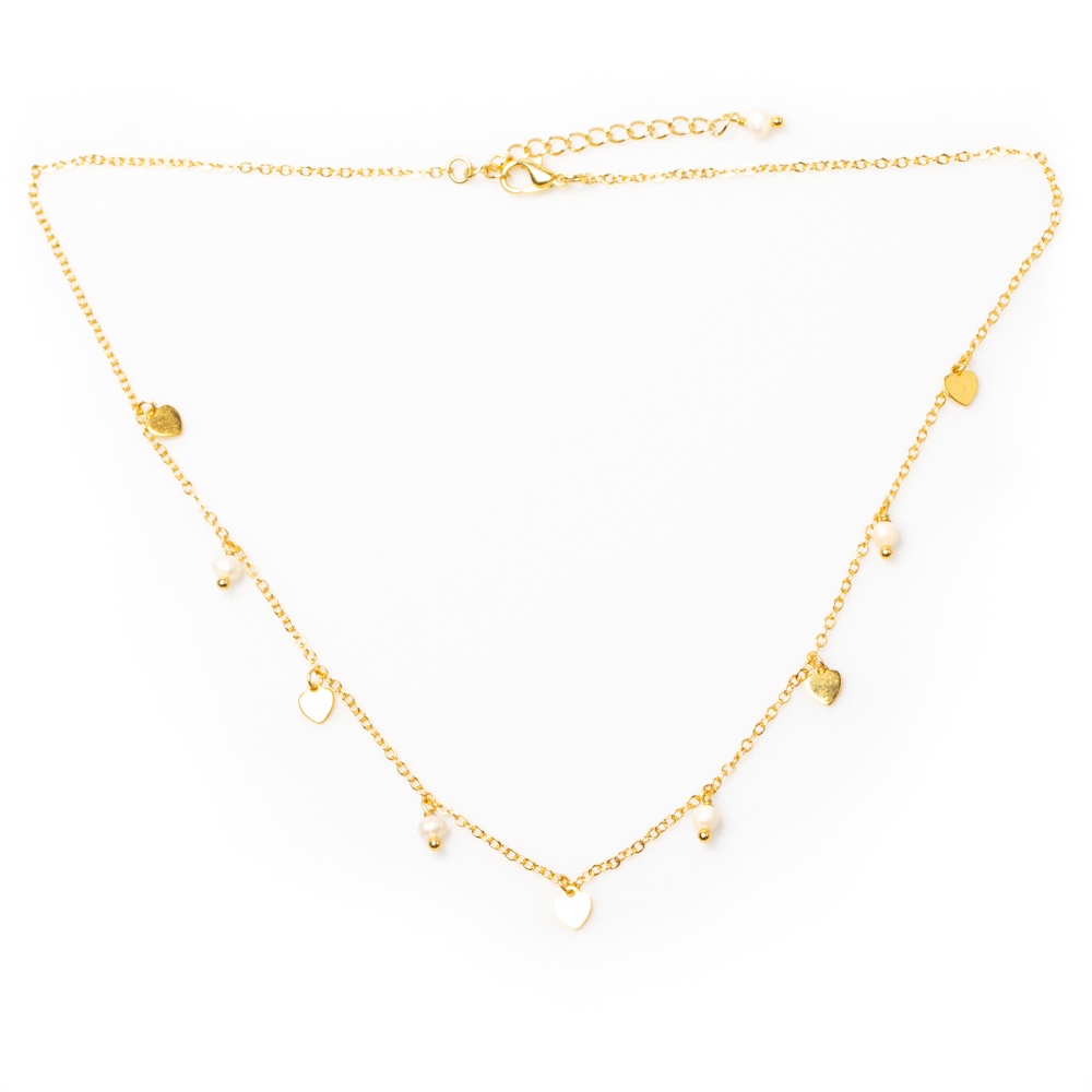 Delicate Gold Plated Pearl Heart Necklace - Shopthatapp.ca