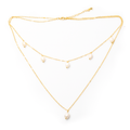 Double Strand Pearl Necklace with Gold Plated Chain - Shopthatapp.ca