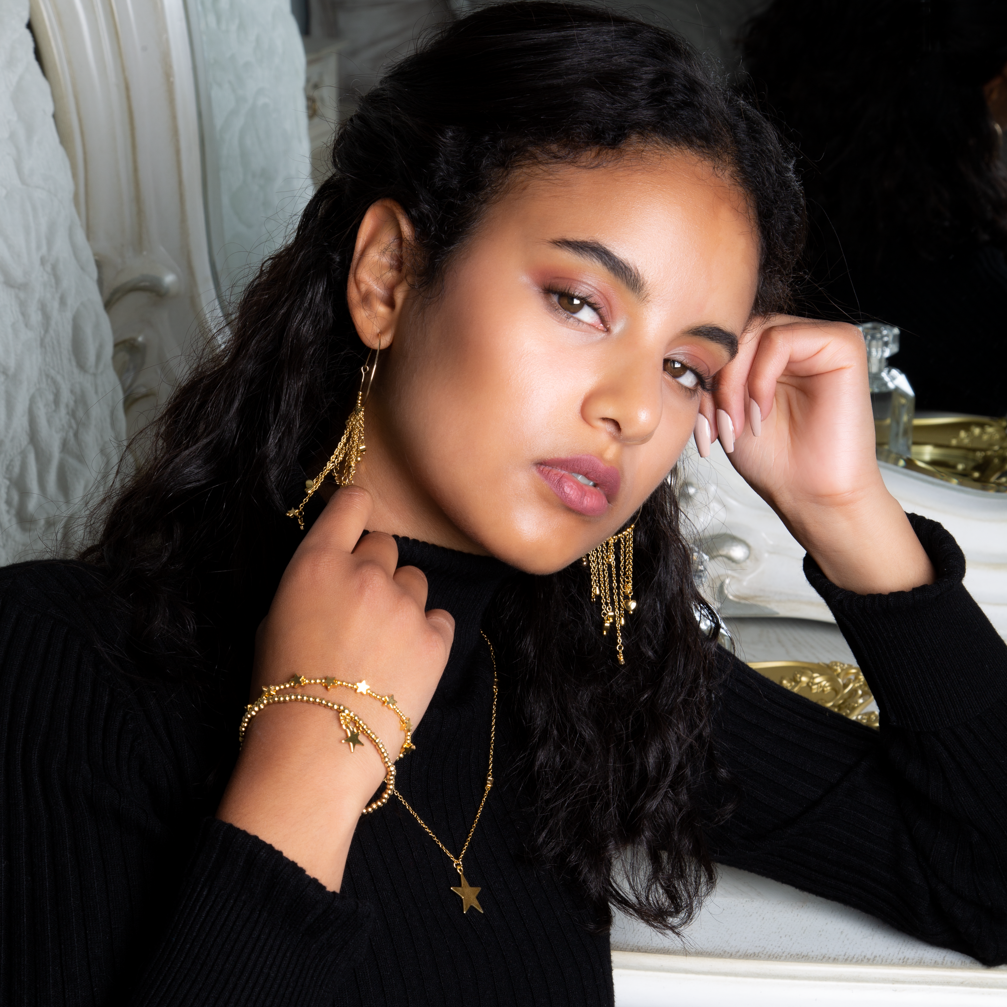 Star On Star Gold Plated Chain Necklace for Women - Elegant Fashion Jewelry - Shopthatapp.ca