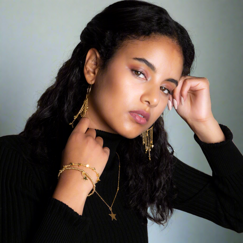 Star On Star Gold Plated Chain Necklace for Women - Elegant Fashion Jewelry - Shopthatapp.ca