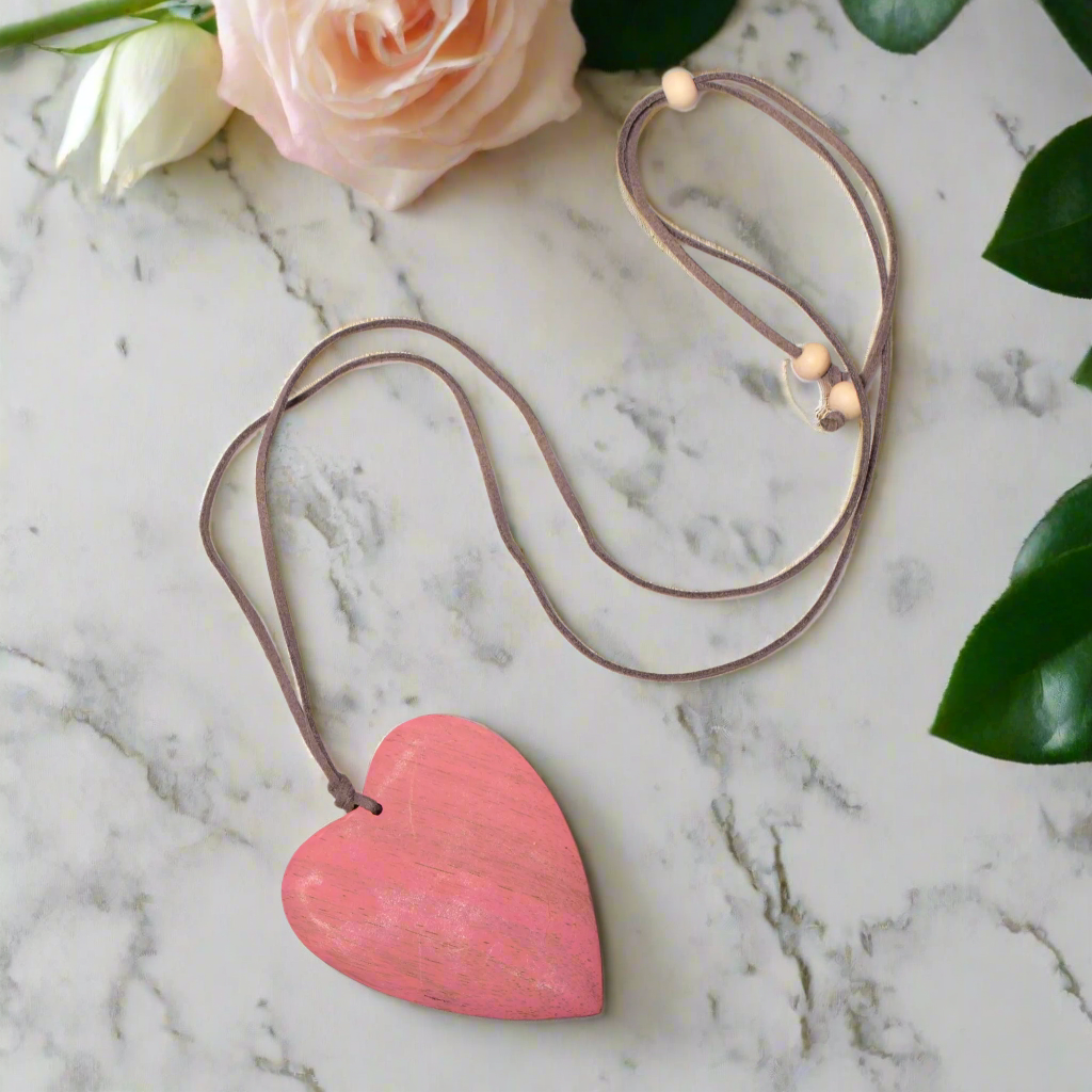 Tinted Wood Heart Necklace - Unique Handmade Jewelry for Nature Lovers - Shopthatapp.ca