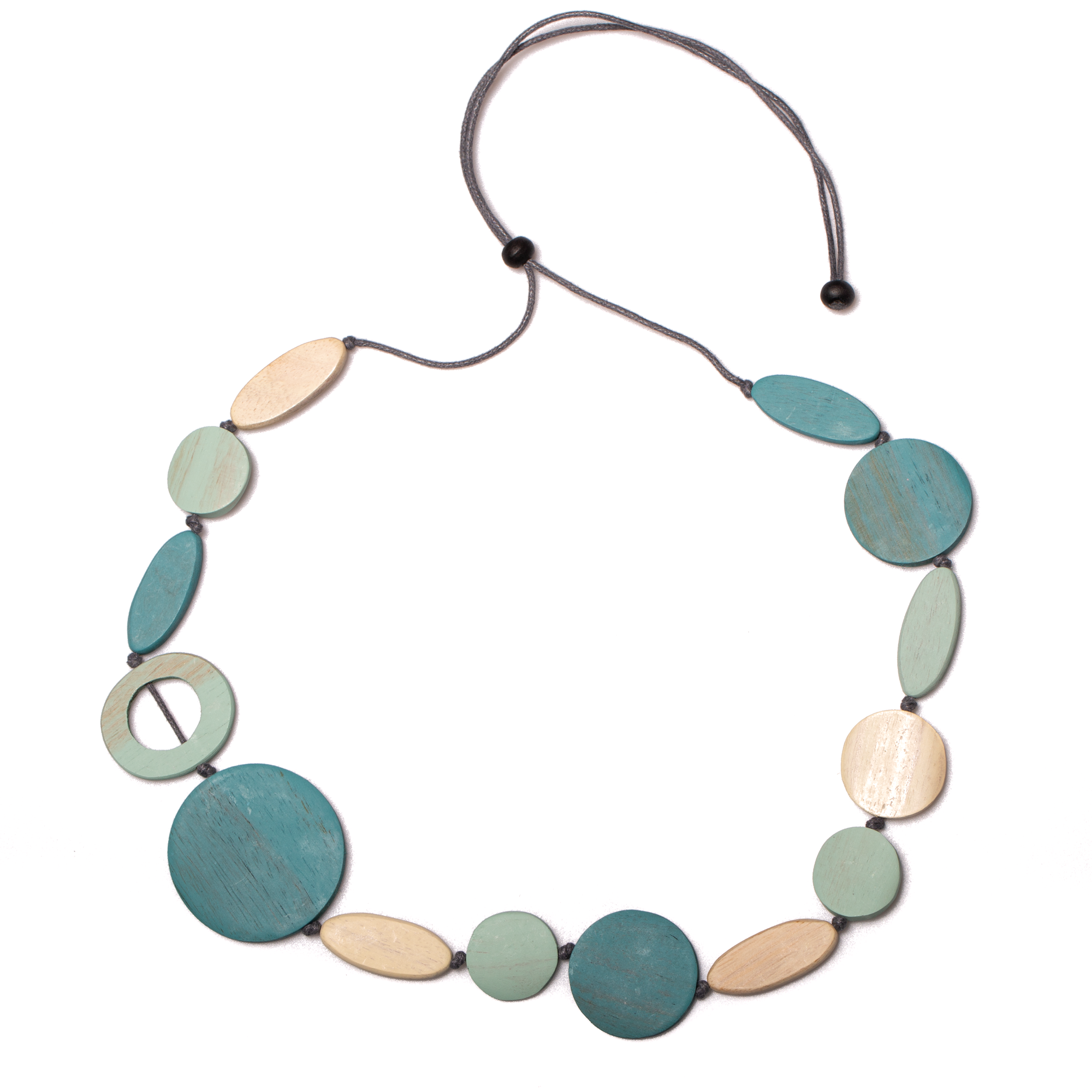 Long Wooden Necklace with Mixed Shapes in Unique Design - Shopthatapp.ca